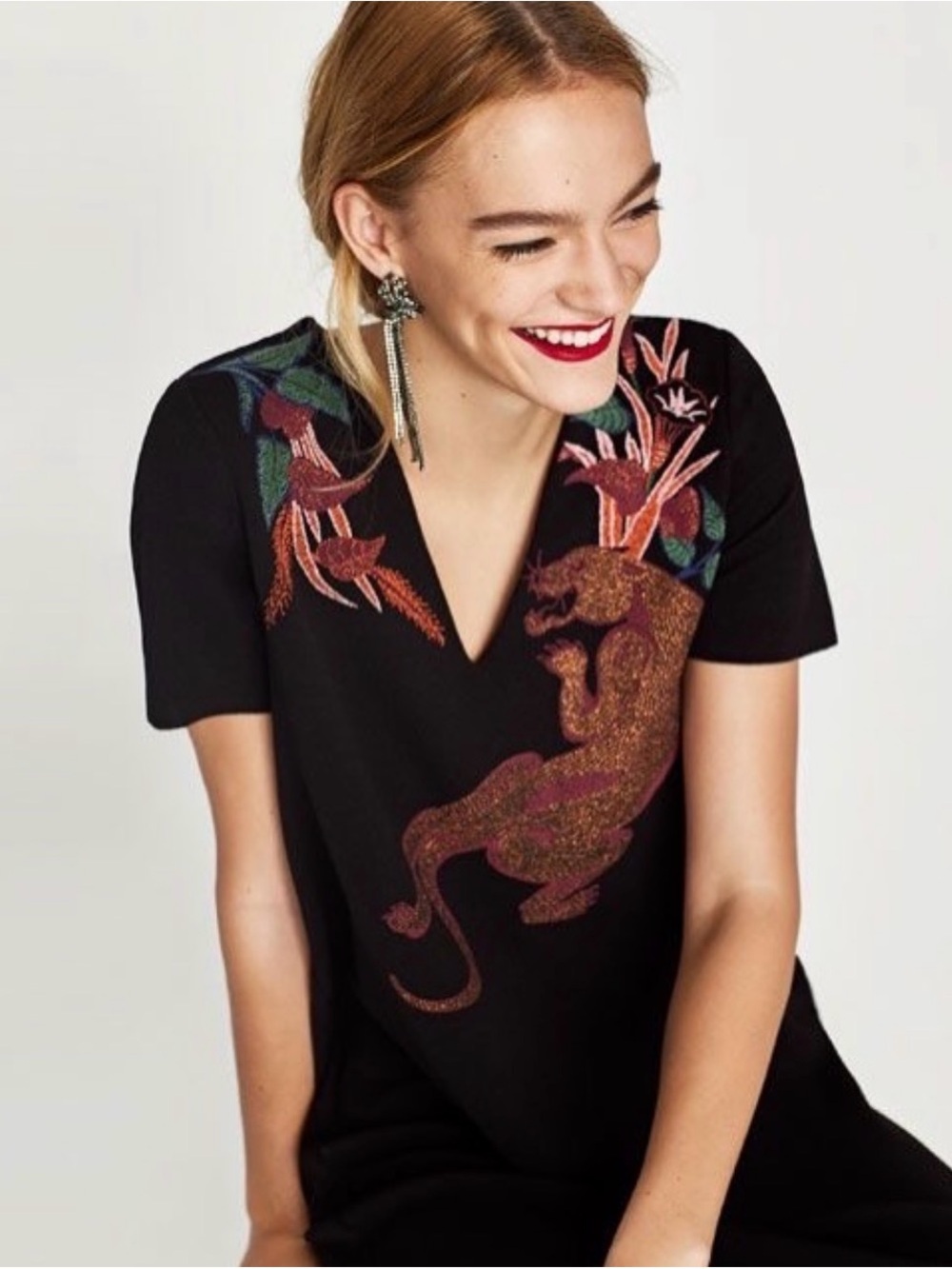 Zara Black dress  with Multicolor Embroidery - Picture 2 of 7